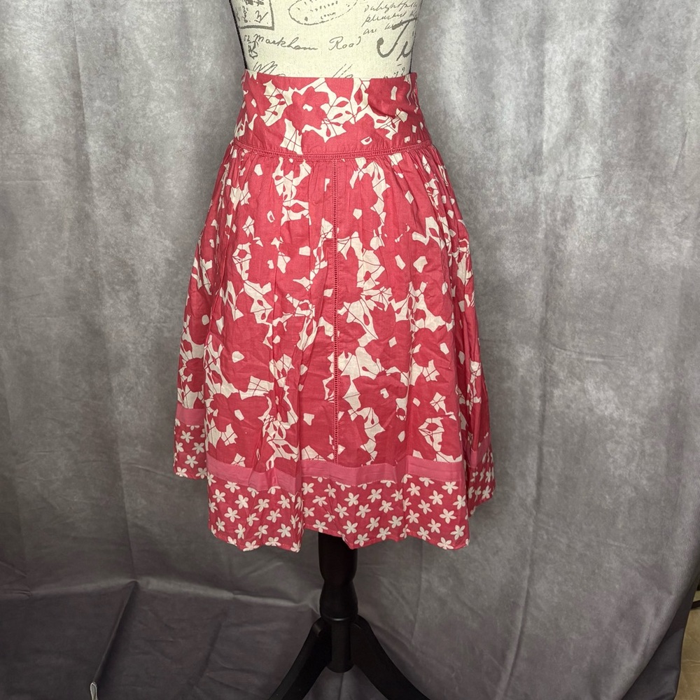 Apt. 9 Red and White A-Line Pleated Skirt